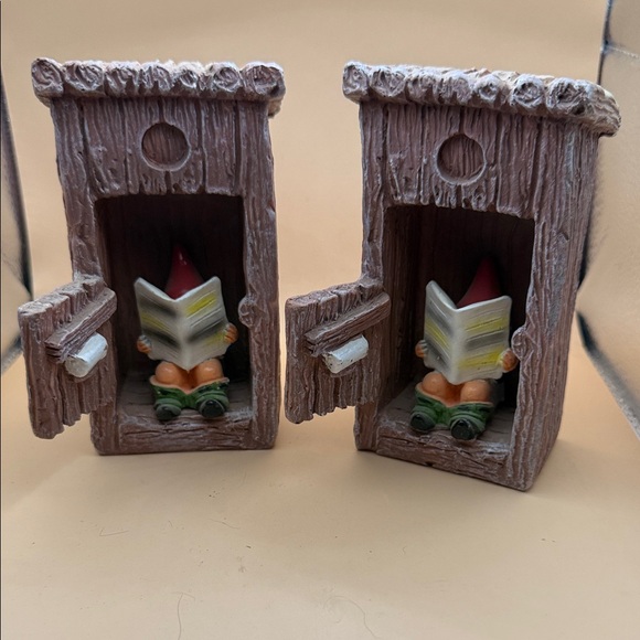 None Other - Whimsical Gnome Figurine in Outhouse